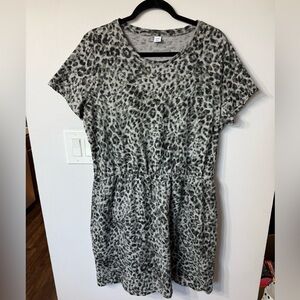 Old Navy Gray Leopard Print Mini Dress